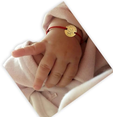 bracelet fil fin médaillon personnalisé -gravure-pendentif or argent ou or rose- acier inoxydable -cadeau nouveau né bébé fille garçon - poids taille date de naissance prénom et portrait du bébé