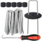 EUOKOK 50 Weed Control Membrane Pegs + 50 Buffer Washer, 6 Inch 11 Gauge Galvanized U-Shaped Metal Garden Landscape Staples Weed Mat Yard Ground Pins for Securing Weed Barrier Fabric，Artificial Turf
