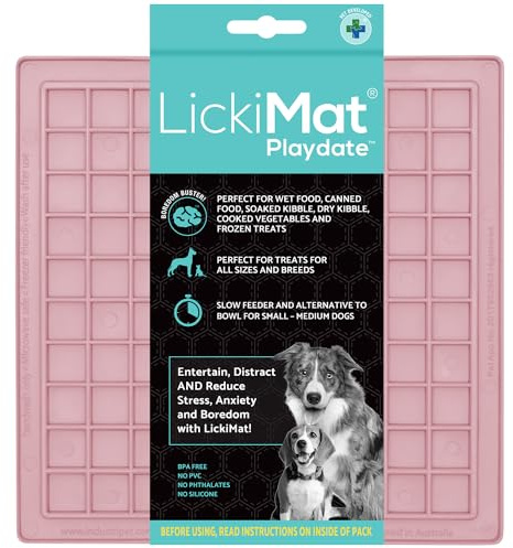 LickiMat Classic Pastel Colours Playdate, Dog Feeding Mat for Boredom & Anxiety Relief, Ideal for Food, Yoghurt or Peanut Butter, Lick Mats, Fun Alternative to Slow Feeder Bowl, Guava