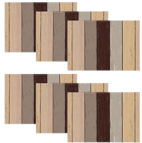 Artoid Mode Braun Planken Antik Alt Rustikal Holz Platzsets 6er Set, 30x45cm Urlaub Tischsets Waschbar Platzdeckchen Küche Party Deko