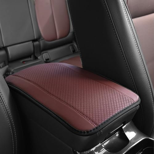 deemars Auto Mittelkonsole Abdeckung, 12,6 X 7,48 Zoll PU Leder Auto Mittelkonsole Pad, Wasserdichte Auto Armlehne Storage Box Matte, Innenausstattung Zubehör Universal für die Meisten Auto (Weinrot)