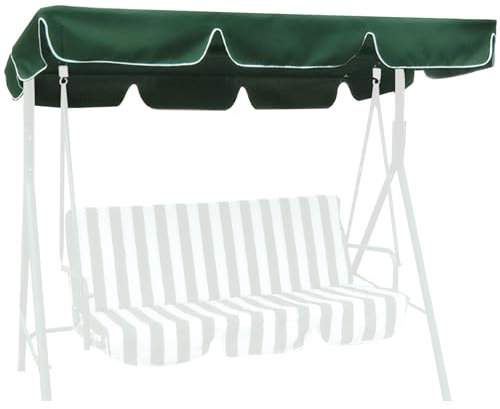 DAGLLGEW Hollywoodschaukel Dachbezug Dach für Hollywoodschaukel 3 Sitzer wasserdicht Hollywoodschaukel Ersatzdach UV Schutz Außenschwung Sitzplatz Ersatz Oxford Stoff 195 * 125 * 15 cm Grün