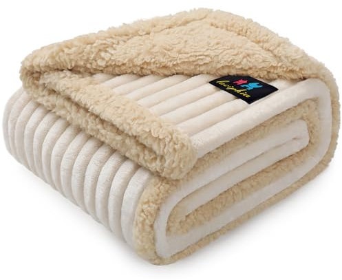 luciphia wasserdichte Hundedecke Waschbar, Haustier Decke für Hund Katzen Welpe, Kuscheldecke Weich Flaushig Sherpa Fleece, Katzendecke Mittelgroße Große für Bett Sofa Couch, Beige(145 * 216cm)