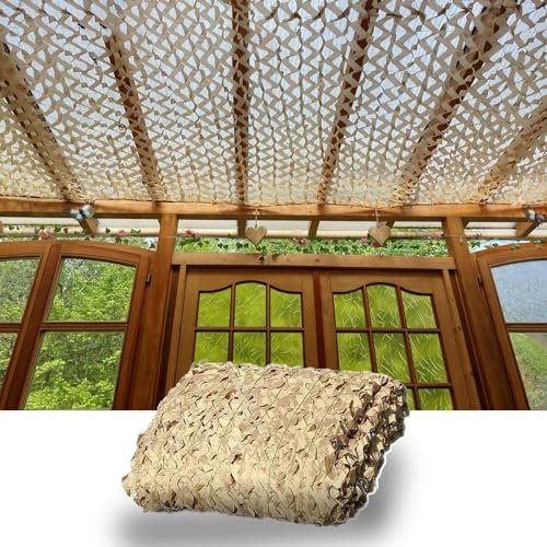Filet De Camouflage Sable rectangulaire Filet Camouflage Wavy Extérieur Filet D'ombrage pour la pergola terrasse Serre Potager décoration(Size:3X4)
