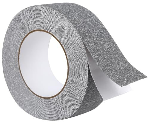 Fruitlet® Nastro Antiscivolo 10 m x 2 cm, Strisce Antiscivolo per Scale Esterne Interne, Nastro Adesivo Antiscivolo per Gradini, Antiscivolo Scale (Grigio)