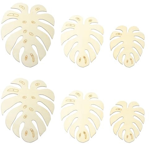 UR URLIFEHALL Foglie di Monstera, 6 pezzi in legno grezzo vuoto, ornamenti da appendere per artigianato, decorazione da parete per la casa e il giardino
