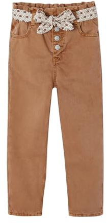 Vertbaudet Mädchen Paperbag-Hose mit Stoffgürtel, Bundweite verstellbar