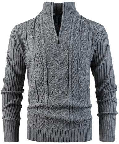 Btmpmcs Maglione da Uomo Autunno Invernali Maglioni con Zip 1/4 Pullover Giacca in Maglia Dolcevita Classico Elegante Casual Lavorato Maglione a Maniche Lunghe a Cavo Manica Felpa Solidi Casual