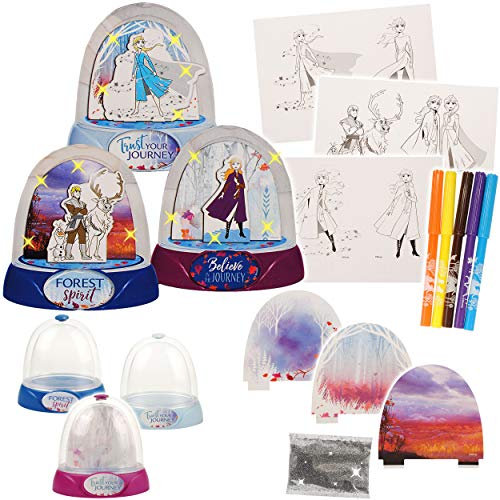 alles-meine.de GmbH Bastelset - 3 Stück - große XL - Schneekugel - Frozen - die Eiskönigin 2 - Kugeln - mit Glitzer + Glimmer Wasser gefüllt - Jungen - Mädchen - Schneekugeln Sch..