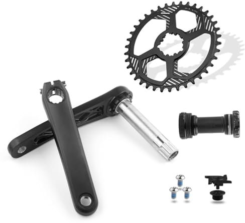 QUYCOIU Mountainbike Kurbelgarnitur Integriert Hohl 175mm Kettenradgarnitur Singlespeed 28/30/32/34/36/38T Kettenblatt Rund Kurbelarm-Set Mit Tretlager Für 11Speed(36T,175mm 0 Degree)