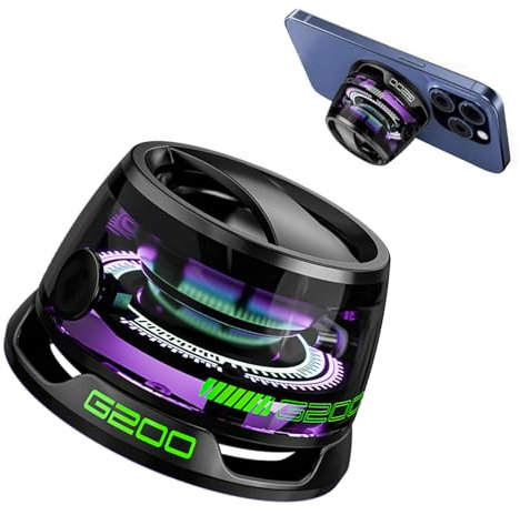 YipuVR Multifunctional Magnetic Bluetooth Speaker g200, Multifunctional Mini Portable Bluetooth Speaker with RGB Color Light,6H Playtime,Phone Holder Wireless Magnetic Bluetooths Speakers (Black)