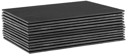 Argon Tableware Rectangle Slate Placemats - 35 x 25cm - Pack of 12 - Black Natural Stone Smooth Edge Slate Dinner Mats Dinnerware Plate Placemats for Kitchen, Home, Bar, Restaurant, Weddings, Events