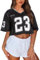 Navneet Crop Tops Damen Oversize Tshirt Sport Bauchfreies Oberteil Kurzarm Mesh Jersey Locker Basic Sommer Y2k Sport Gym Schwarz M