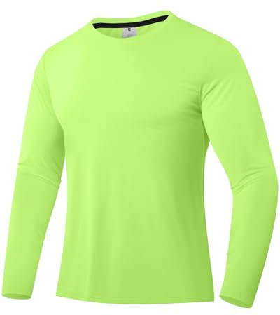 Men's Rash Guard Shirt UPF 50+ Sonnenschutz Kleidung Langarm-T-Shirts für Männer leichte schnell trocknende SPF UV Swim Shirts Gelb 05 L