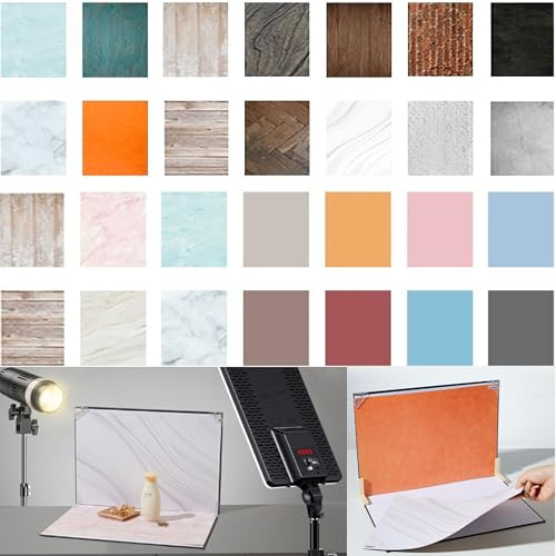 JIAMIAN 14 Full Pattern Double-Sided Background Paper, Small Commodity Photography Reflective Paper, 28 Patterns, Wood Grain Marble Shooting Props, Suitable For Food, Jewelry, Cosmetics(28.5x41.5cm)