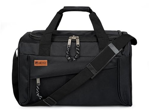 HEYO Sporttasche Reisetasche für Damen und Herren Handgepäck 40x20x25 cm für Reisen Fitness & Gym – Leicht Wasserdicht (Schwarz, 40x20x25 cm)