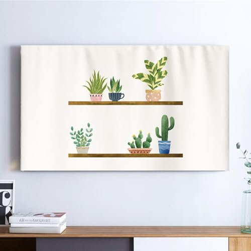 HSTANGKY Fernseher Staubschutzhülle Weiches Antistatisches Mikrofasergewebe Mit Rutschfester Unterseite Für Flachbildschirm LCD LED TV Leicht Zu Reinigen Und Aufzubewahren-plant1||32inch