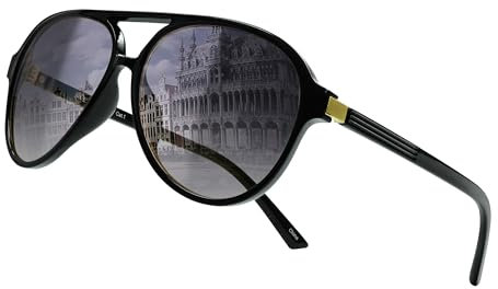 80Days Pilotenbrille – Klassischer Doppelsteg, Dezentes Metalldetail, UV400 Schutz (BLK/Grey)