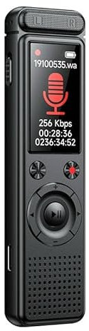 Enregistreur Vocal, Mémoire de 64 Go, Déverrouillage par Mot de Passe, avec Lecteur MP3, Enregistreur Vocal par USB, pour Réunions et Entretiens Dictaphone, Enregistreur Vocal Espion
