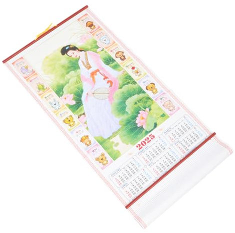DOITOOL Kalender aus Rattanimitat Blumen- Wandkalender Familie monatlich Monatskalender 2025 Die digital jahreskalender bürodekoration Hängender Kalender 2025 chinesischer Kalender Papier