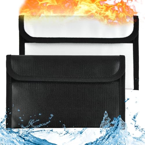 2 Stück wasserdichte Dokumententasche, Feuerfeste Dokumententasche, 20 X13cm Feuerfeste Tasche, Feuerfeste Geldtasche, Geeignet Zur Aufbewahrung Von Bargeld, Dokumenten, Pässen und Wertsachen