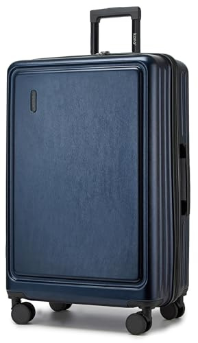 KONO Großer Koffer Hartschale mit TSA Schloss XL Reisekoffer leicht aus ABS PC mit 4 Rollen Trolley Koffer für Lange Reisen und Urlaub(77cm,Dunkelblau)