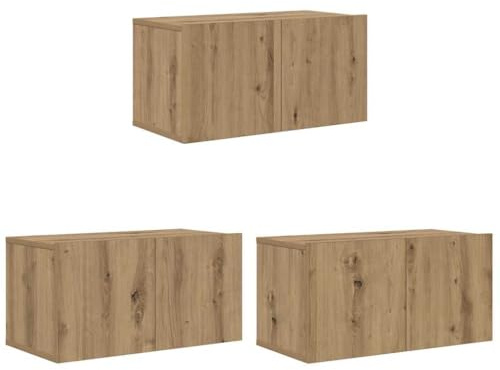 vidaXL TV-Schränk 3 pcs Braun 60 x 30 x 30 cm Holzwerkstoff, Stylischer Wohnzimmerschrank, moderner TV-Ständer für Stauraum und Unterhaltung, rechteckiges Mediamöbel.