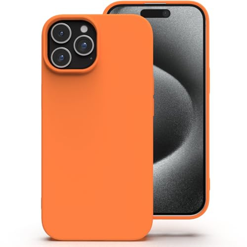 Zuvirelx Silikon Handyhülle für iPhone 15 Pro Hülle, Weiches Griff, Dünne, Minimalistisch, Stoßfest, rutschfest, Taschenpassend - Orange