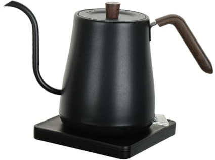 Fenteer Hervidor de Agua Eléctrico Cuello de Cisne Calentamiento Rápido en 4 Minutos Acero Inoxidable Ideal para Amantes del Café Y Té en Hogar O Trabajo, Negro, Individual