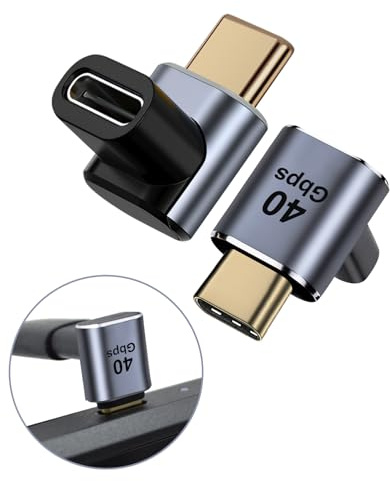 2 Pack USB C 90 Degree Angled Adapter Right Angle Male to Female Adapter | 40Gbps 100W Fast Charge Plug Type C Up and Down Extender Connector Compatible with iPhone iPad Samsung MacBook Steam Deck