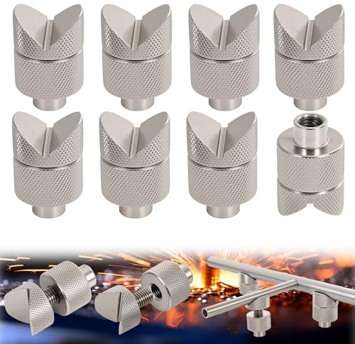 8 Pack Welding Table Fixture Pins - Adjustable Height, Welding Table Accessories V-Groove Round Tubing & Square Tube Fixtures, Heavy-Duty Carbon Steel With Anti-Slip Grip, 5/8 Welding Table Clamps