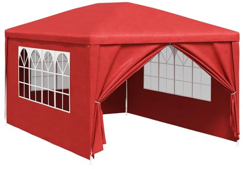 vidaXL Party-Zelt 400 x 300 x 255 cm Rot PE und Stahl