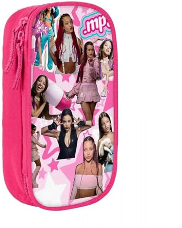 MXLHCBONT Emilia Graphic Pencil Case, Pink, Double Zip, Fan Merchandise Stationery Pouch (Q)