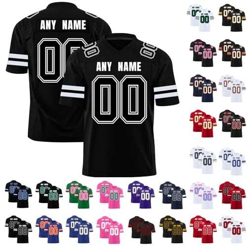 Custom American Football Jersey with Name Number Team Logo, American Football Clothing Football Shirt for Men Women Adult Youth Kids, Personalised Team Uniform
