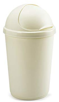 Plastic Bins Bullet Bin Recycling Waste Bin Rubbish Cardboard Plastic Disposal Dustbin Flip Top Flap Lid (50L, Cream)
