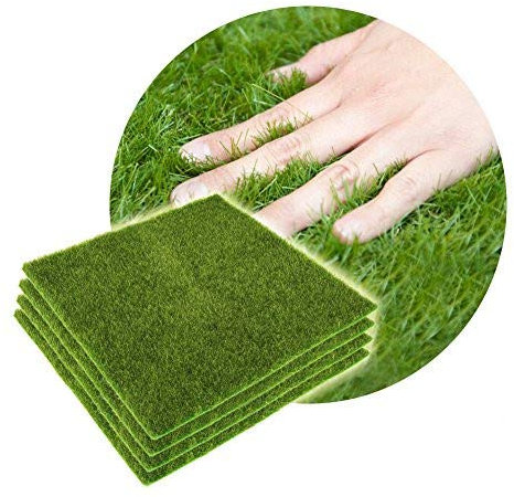 Yosoo Kunstrasen Teppich Kunststoff Grass Innen Außen Grün Kunstrasen Micro Ornament Landschaft Dekoration Haus Garten (4 Stück, 15 x 15 cm)
