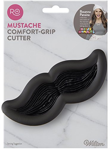 Wilton Rosanna Pansino Moustache Comfort Grip Cutter, Acier Inoxydable, Noir, 3.58 x 12.34 x 17.39 cm