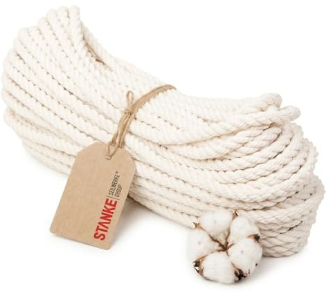 Seilwerk STANKE Baumwollseil 10mm x 50m Seil, Baumwollkordel, Beige | Makramee Dekoseil, Laces, Garn, Bastelschnur, DIY Rope, Handwerk, Hundespielzeug, leicht zu knoten, 100% natürliche Baumwolle