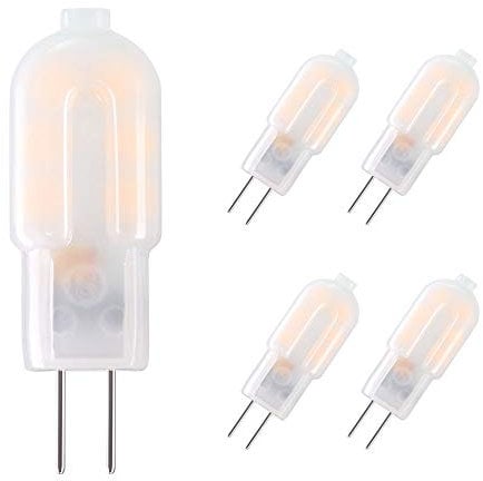 Vicloon G4 LED Light Bulbs, Warm White 2W 12V AC DC 3000K, No Flicker, 360° Beam Angle, 2W Equivalent 15W G4 Halogen Lamps with Frosted Cover (Warm White-5pcs)