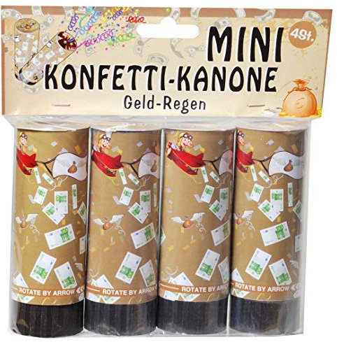 Udo Schmidt GmbH Mini-Konfetti Kanonen Geldregen 4-teilig Geburtstag Dekoration Party Tischdeko Konfetti