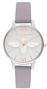 Olivia Burton Analog Quarzuhr für Damen mit Graues Lederarmband - OB16AM163