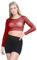 janisramone® Women s Sheer Mesh Crop Top, Crew Neck See Through Long Sleeve Crop Tops for Women, Ideal Summer and Party Top Wine