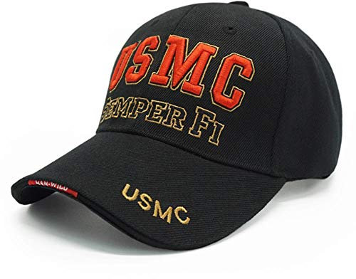 AJSJ Männer Eagle Swat Tactical Baseball Cap Arcotton Knochen Verstellbar Männlich Outdoor Navy Cap Gorras, USMC Schwarz