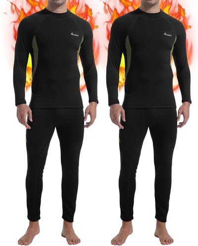 romision 2 Pack Thermounterwäsche Herren Funktionsunterwäsche Herren Skiunterwäsche Weich Thermo Unterwäsche Set
