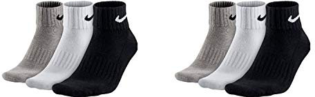 Nike Calcetines para hombre y mujer, 6 pares, calcetines cortos para el tobillo, color blanco y negro, mezcla (blanco, gris y negro), talla 34, 36, 38, 40, 42, 44, 46, 48, 50, gris/blanco/negro, 38-42