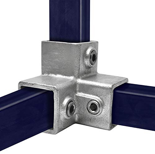 KLEMP Dreiweg Eckstück 90° Quadratische Rohrverbinder 40x40 mm Vierkantrohre Temperguss Typ 18S-40x40 mm