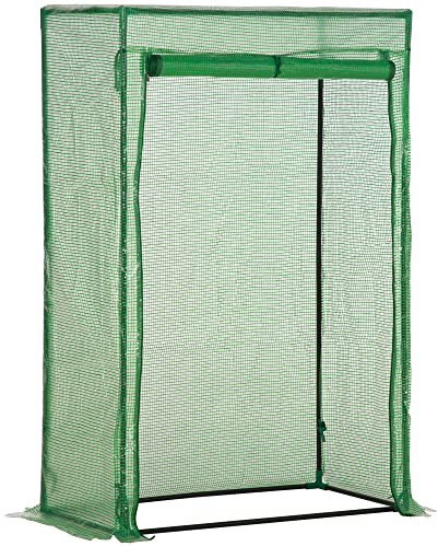 Outsunny 100 x 50 x 150cm Tomato Greenhouse with Roll-up Door, Mini Greenhouse with PE Cover, Outdoor Grow House Small Green House for Yard, Balcony, Garden, Green