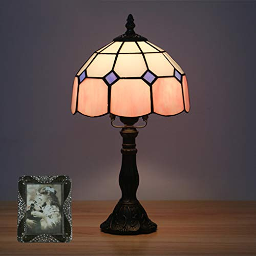 LANMOU Tiffany Tischlampe 8 Zoll Minimalistische Pastoral Stil Nachttischlampe Schlafzimmer Schreibtischlampe Wohnzimmer Bar Lampe,Rosa