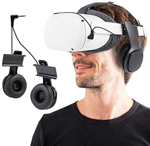 Globular Cluster Stereo VR Headphones Custom Made for Oculus Quest 2 Elite Headband & Original Headstrap-On Ear Deep Bass 3D 360 Degree Sound (Black)