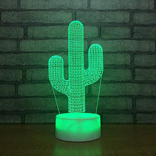 ZGSBT Lámpara de ilusión 3D Luz de noche LED Mesa Cactus Sensor táctil USB Iluminación Rgb Novedad Bebé Niños Regalo para bebé Gadget Decoración de cactus 7/16 colores